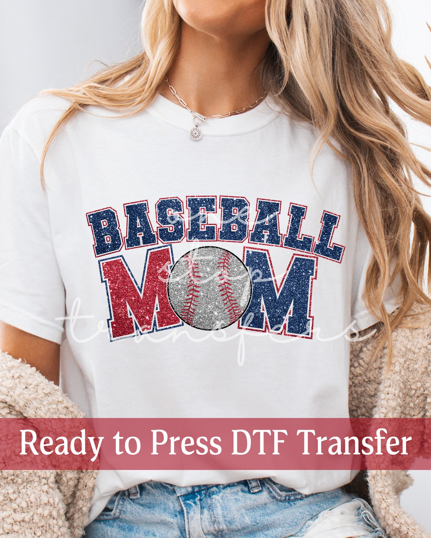 Faux Glitter Baseball Mom - Ready to Press DTF Transfers