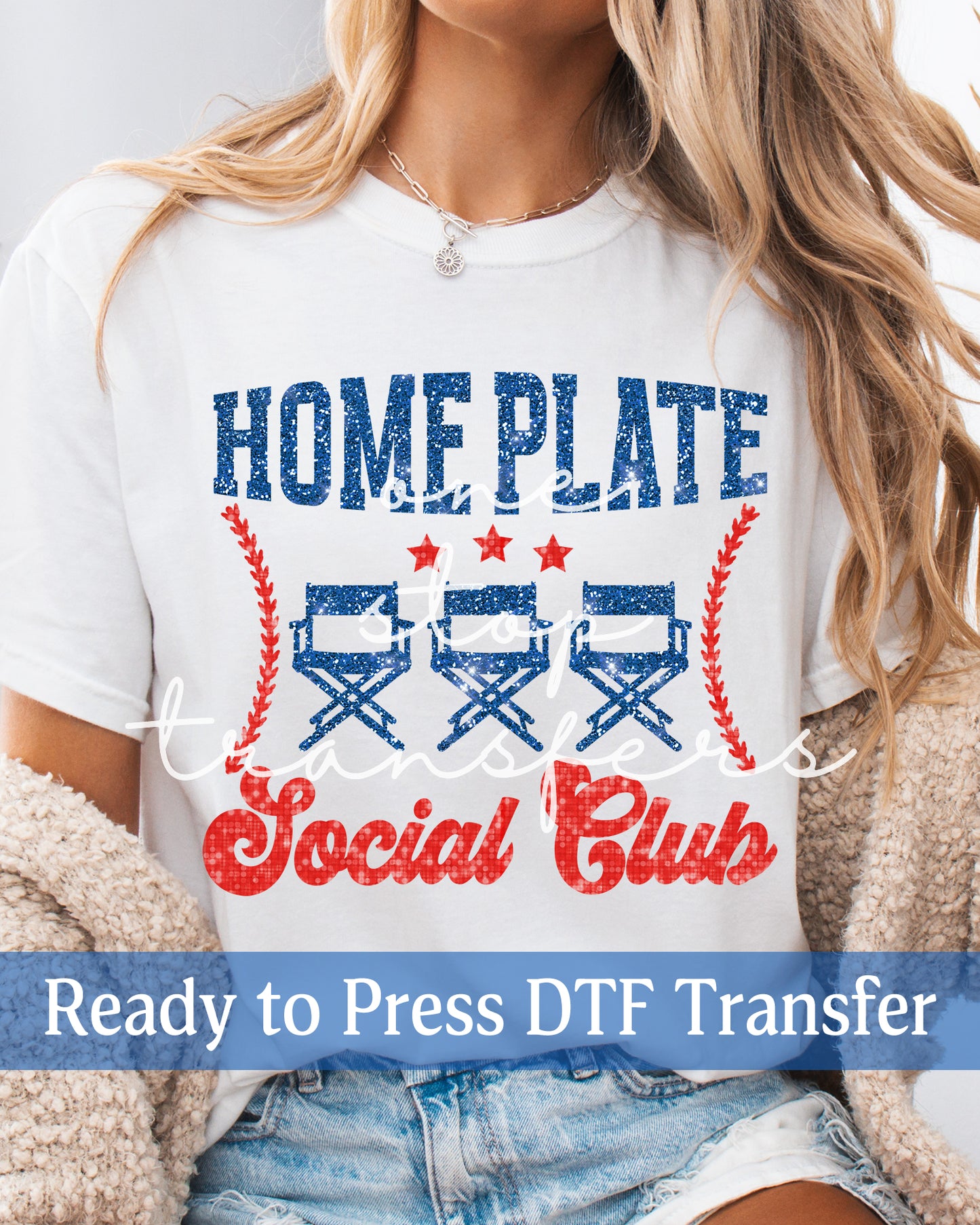 Faux Glitter Home Plate Social Club - Ready to Press DTF Transfers