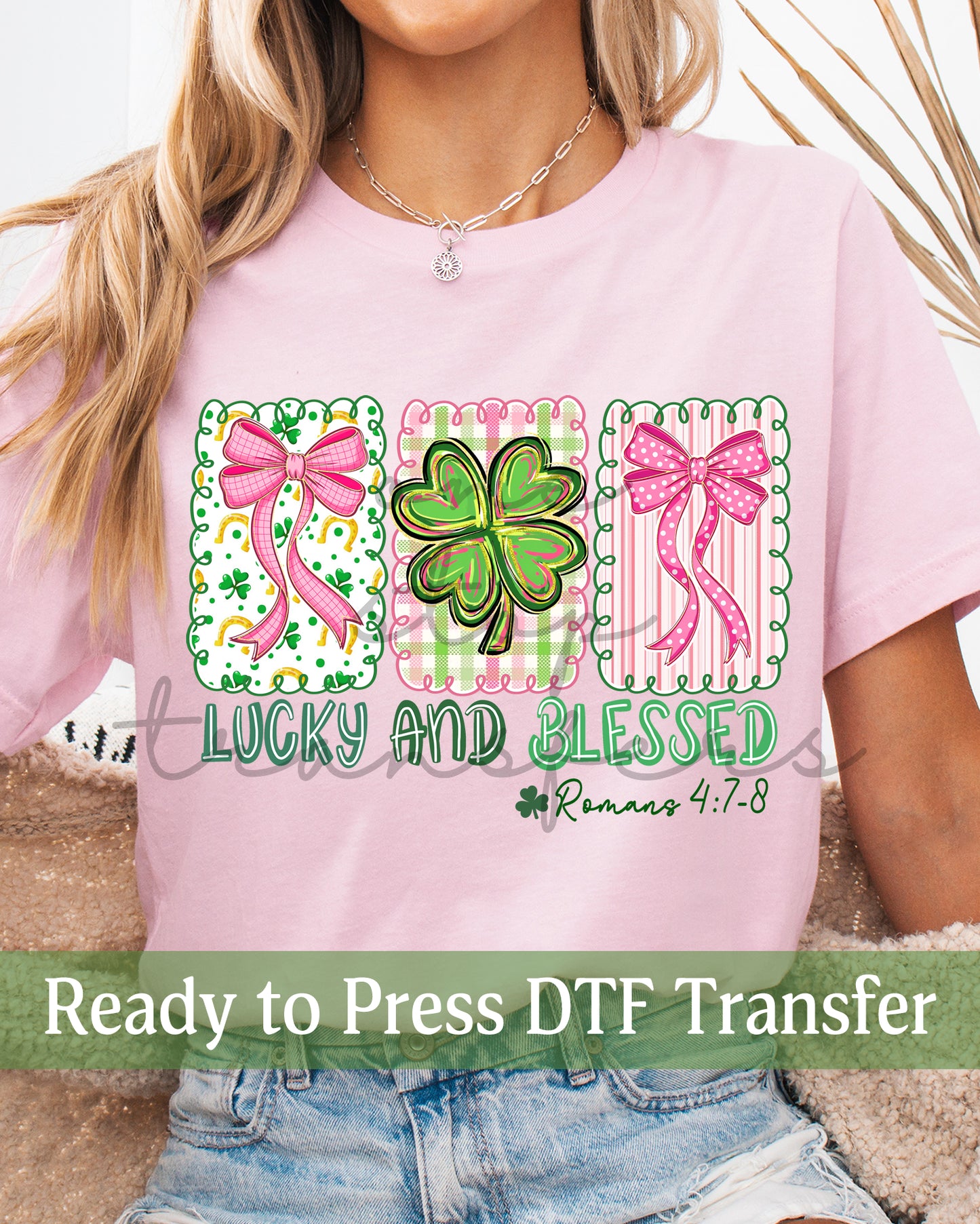 Preppy Lucky and Blessed Panels - Ready to Press DTF Transfers