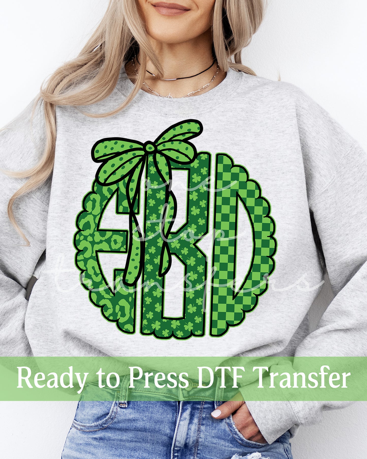 Coquette Leopard Clover and Checker Monogram - Ready to Press DTF Transfers