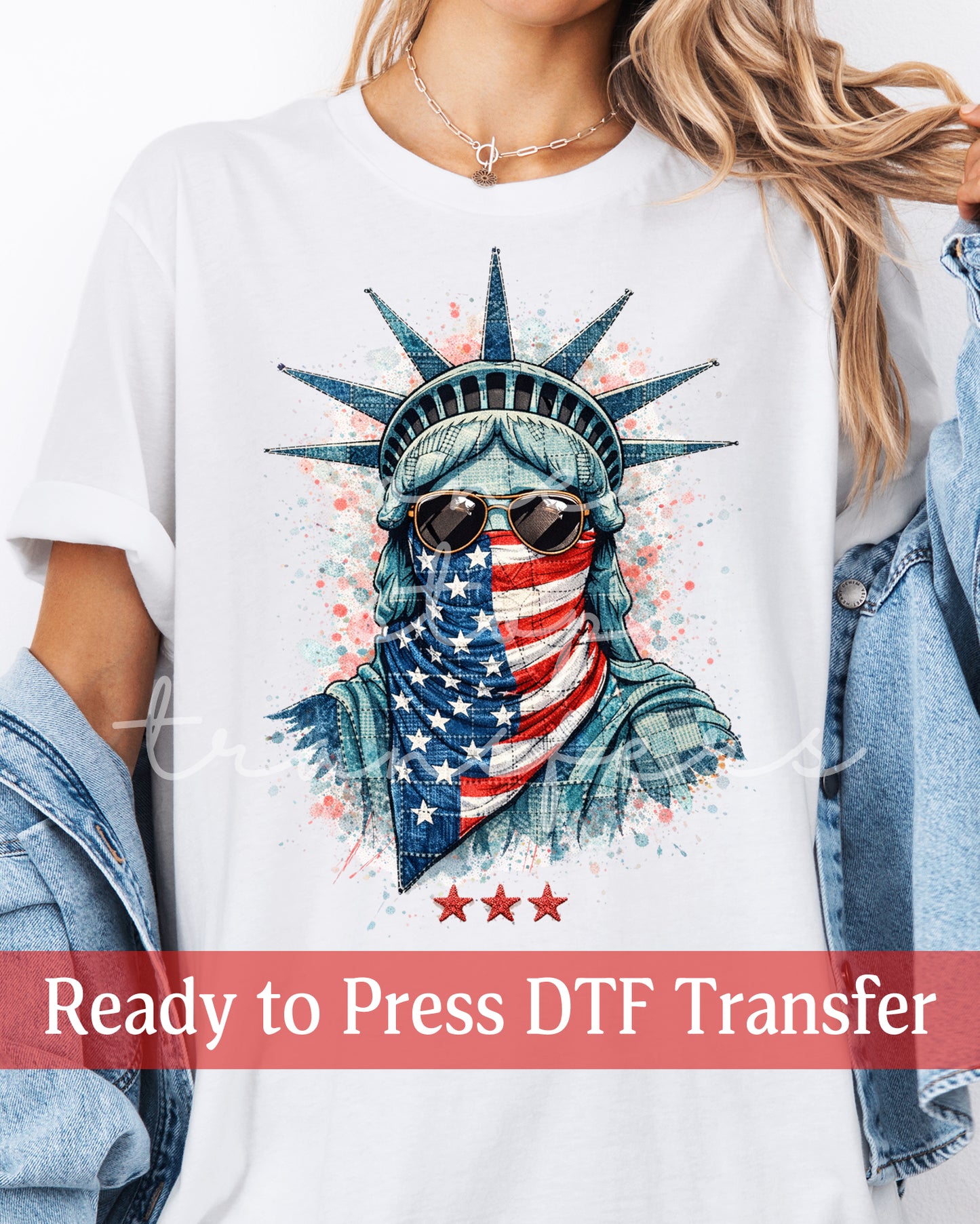 American Flag Masked Lady Liberty - Ready to Press DTF Transfers