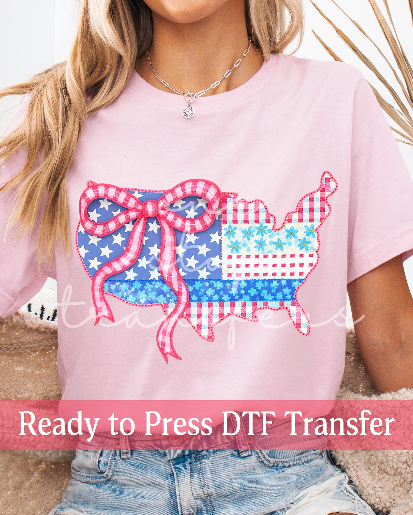 Pink Coquette Patchwork USA - Ready to Press DTF Transfers