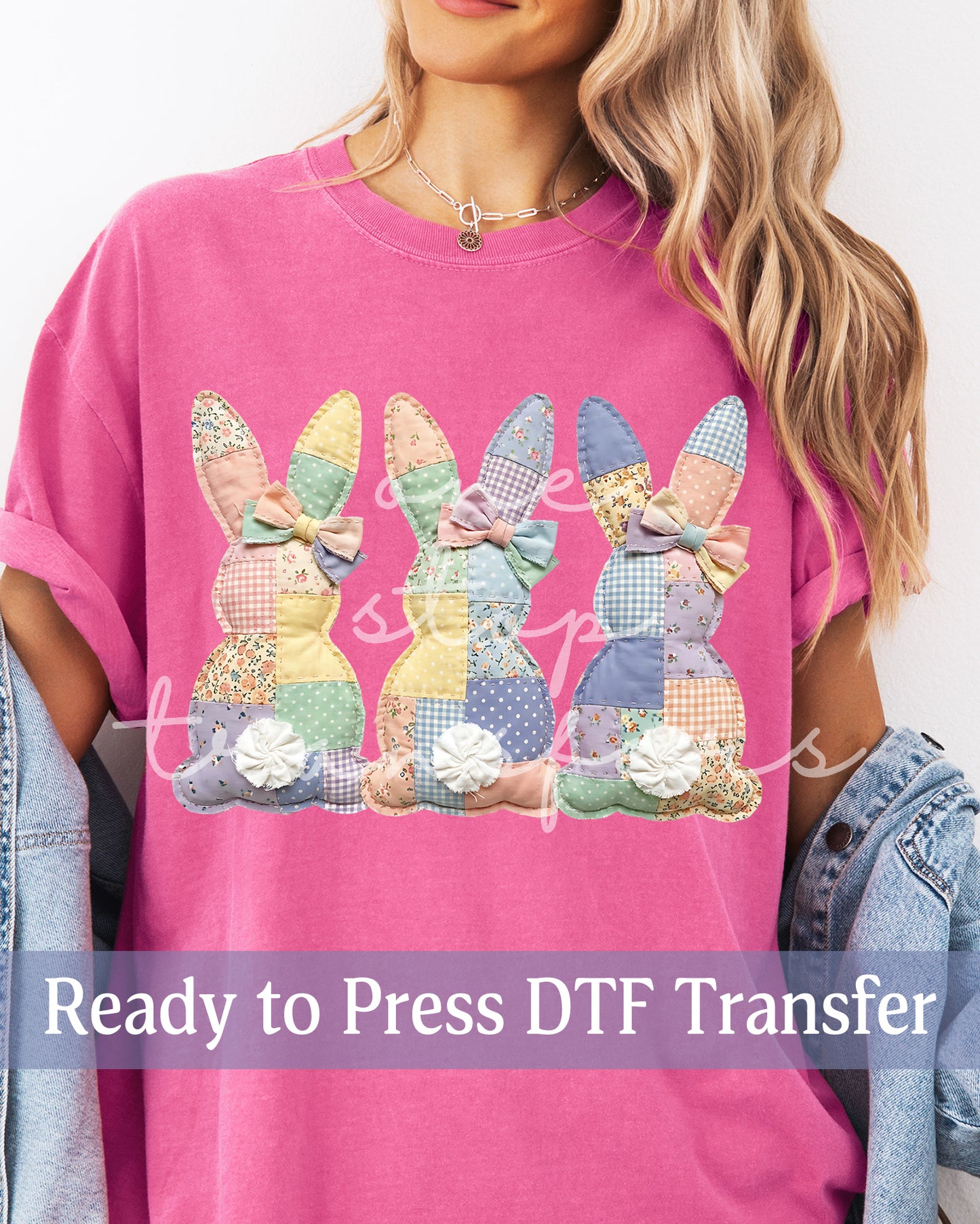 Patchwork Trio Bunnies - Ready to Press DTF Transfers