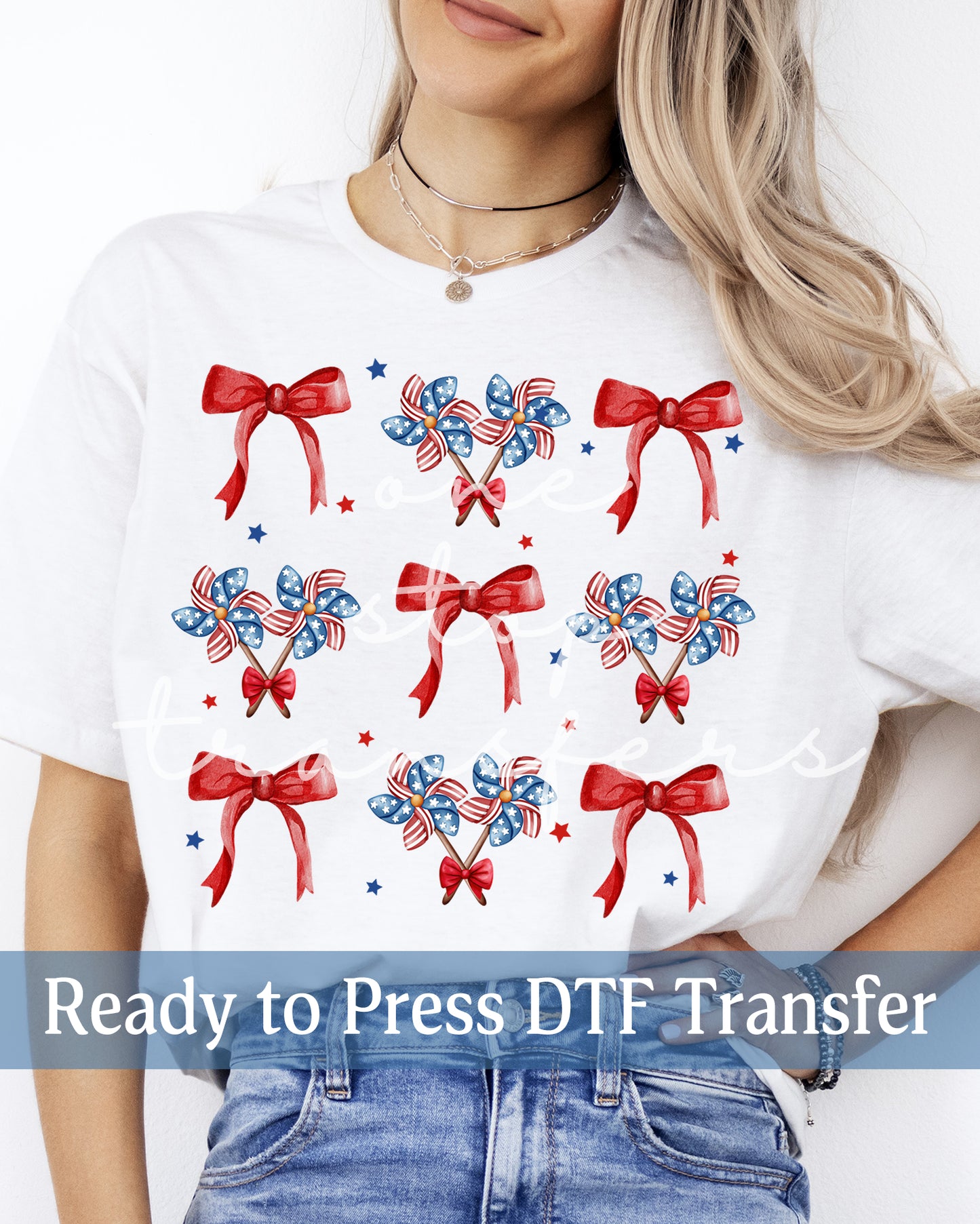 Patriotic Coquette Pinwheels and Bows - Ready to Press DTF Transfers