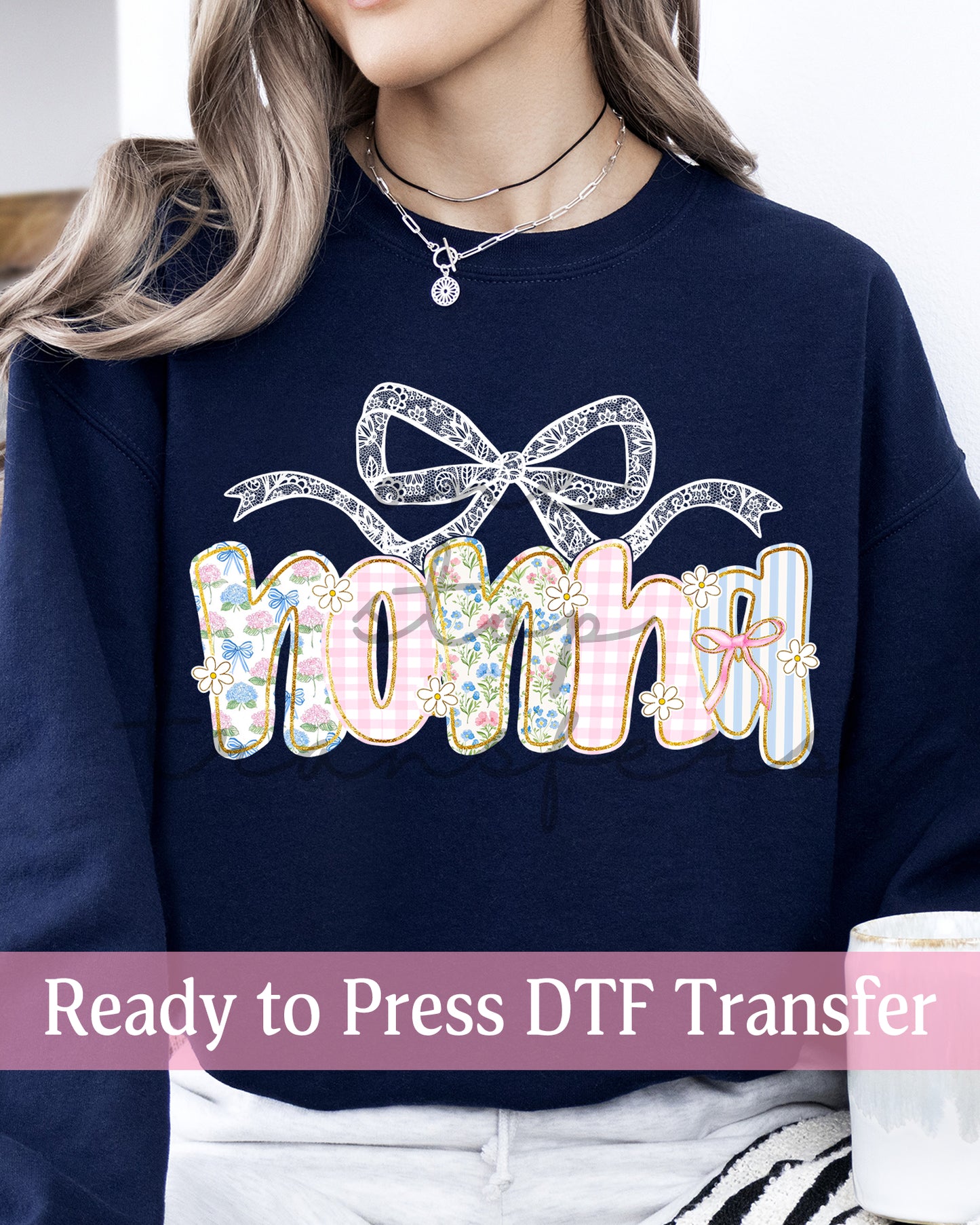 Preppy Floral Lace Coquette Mimi, Gigi, Nonna - Ready to Press DTF Transfers