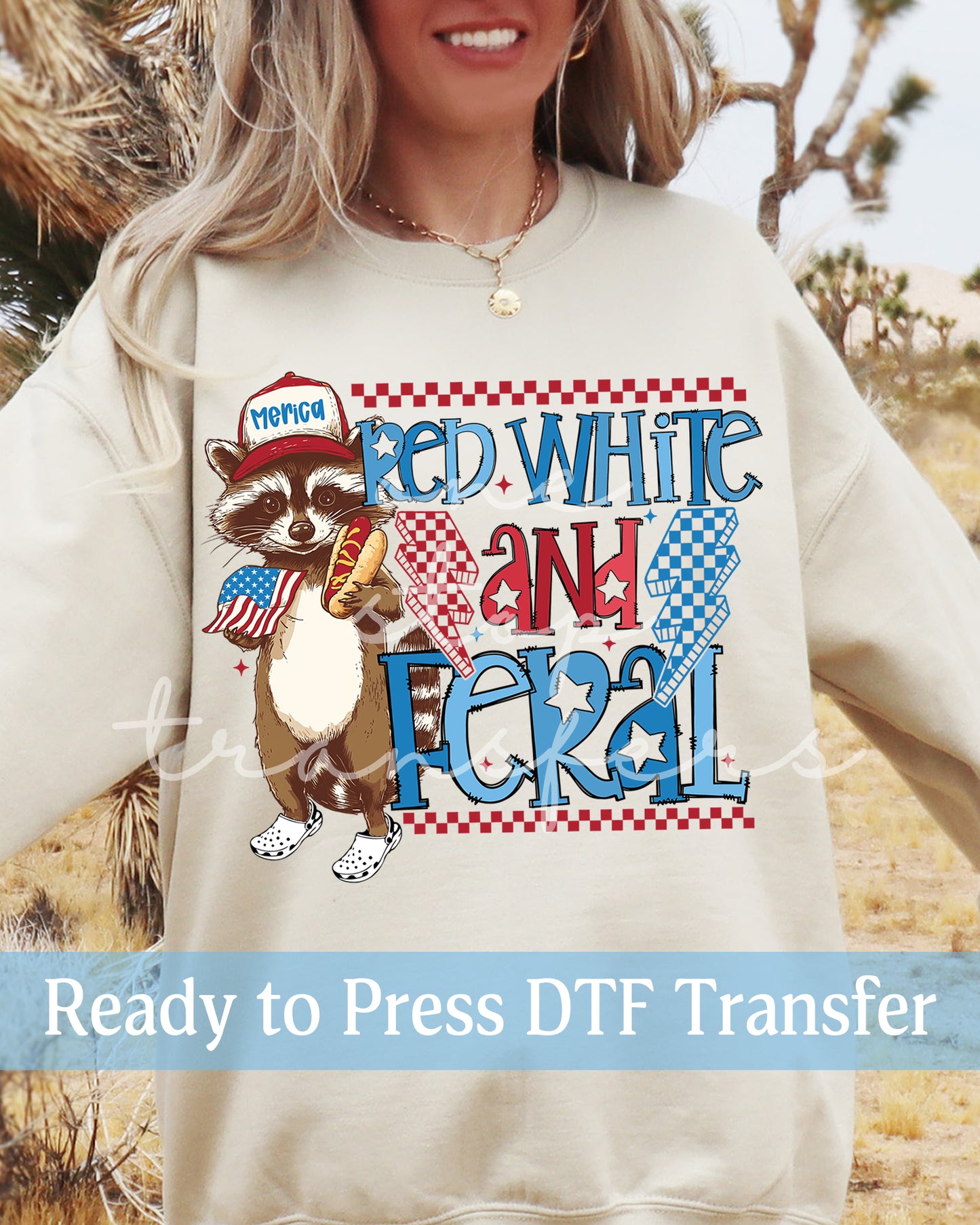 Checker Red White and Feral Fox - Ready to Press DTF Transfers