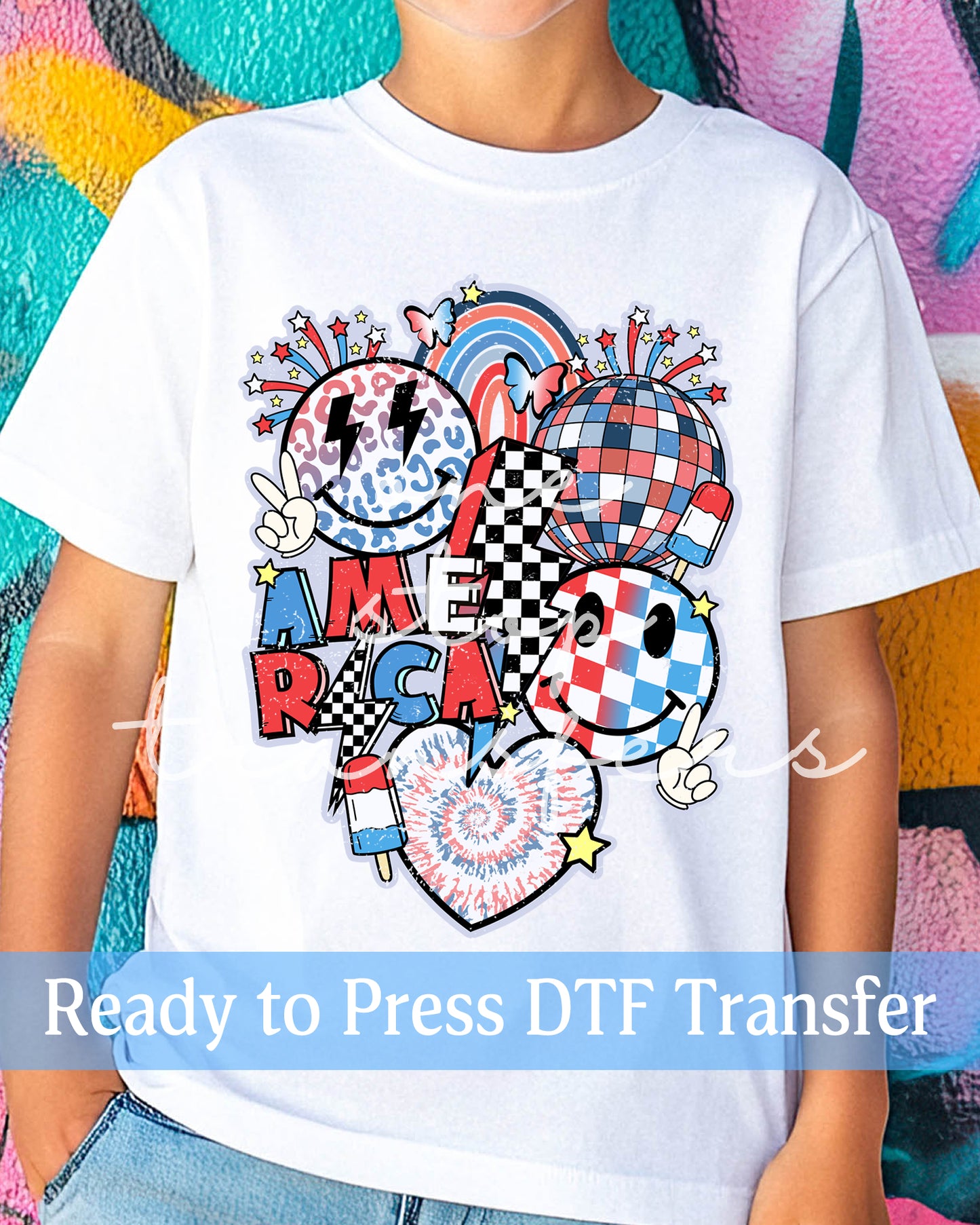 Retro American Smiley Faces - Ready to Press DTF Transfers