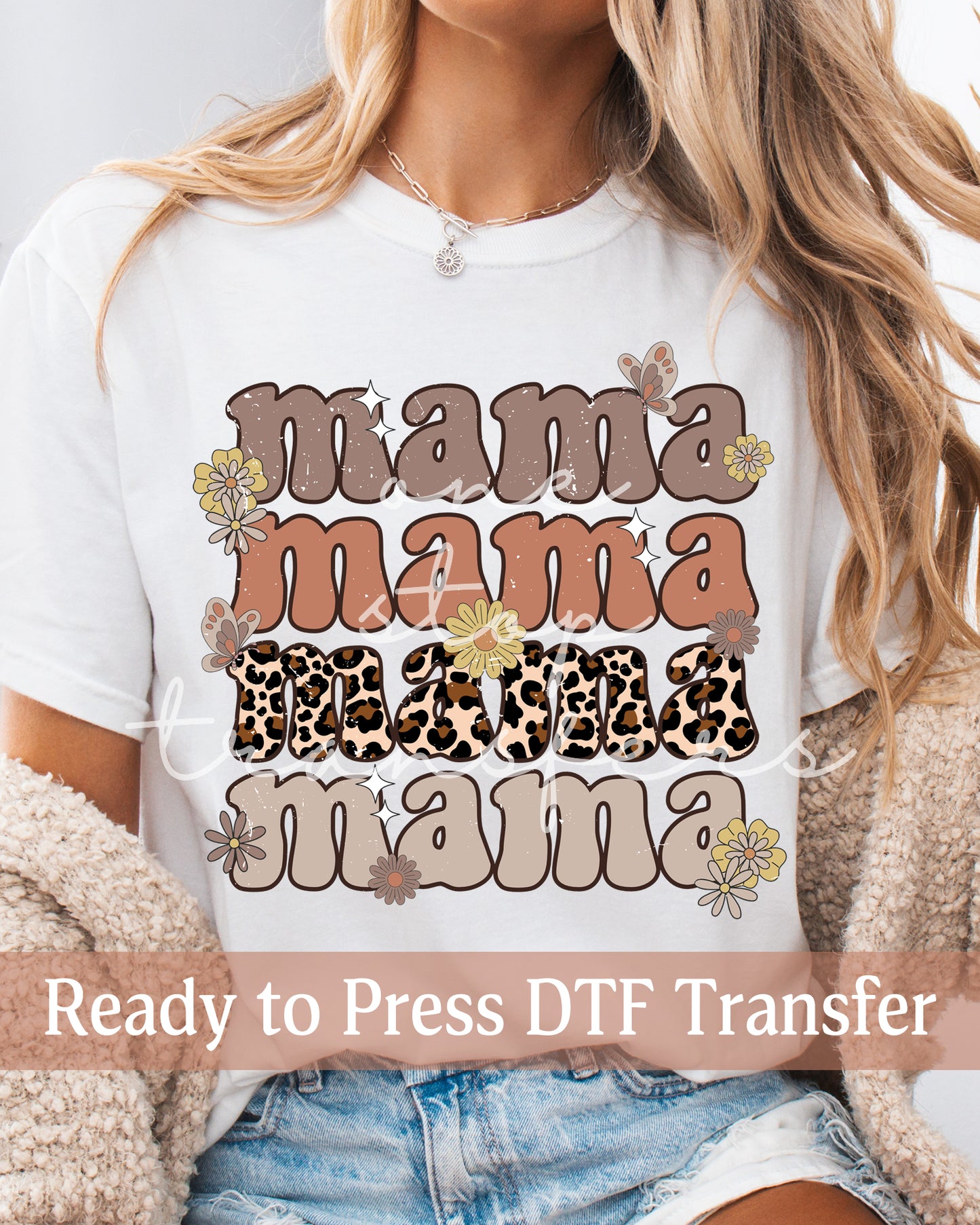 Boho Neutral Stacked Mama - Ready to Press DTF Transfers