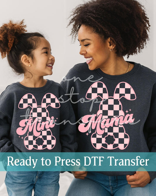Matching Easter Mama and Mini Checker Bunnies - Ready to Press DTF Transfers