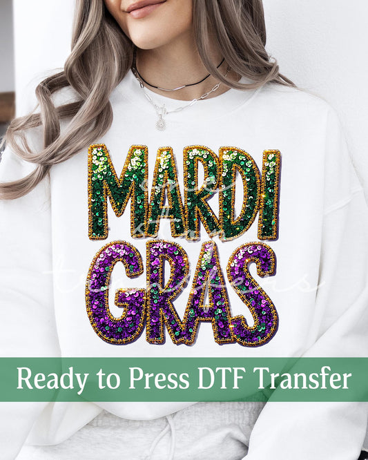 Faux Sequin Mardi Gras - Ready to Press DTF Transfers