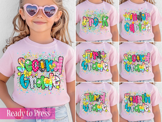 Bright Colorful Paint Splatter School Grades - Ready to Press DTF Transfers