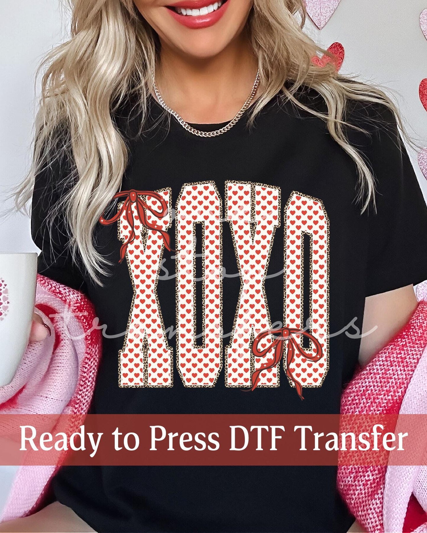 Leopard Valentine's Day Coquette Varsity Hearts XOXO - Ready to Press DTF Transfers
