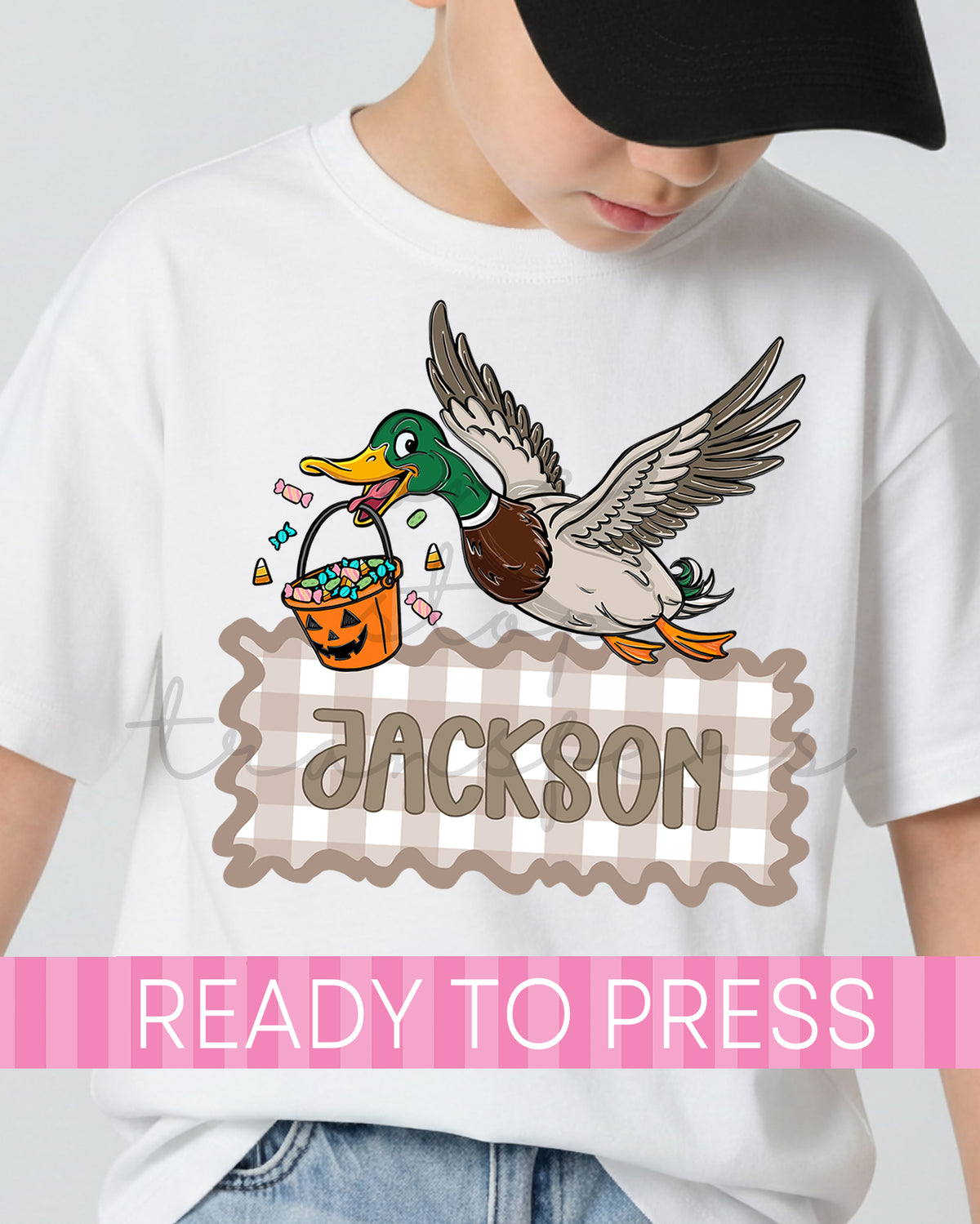 Custom Name Boy Halloween Duck DTF Transfer - Ready to Press DTF Transfers