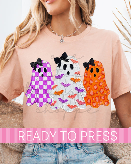 Girly Checker Leopard Trio Ghosts - Ready to Press DTF Transfers