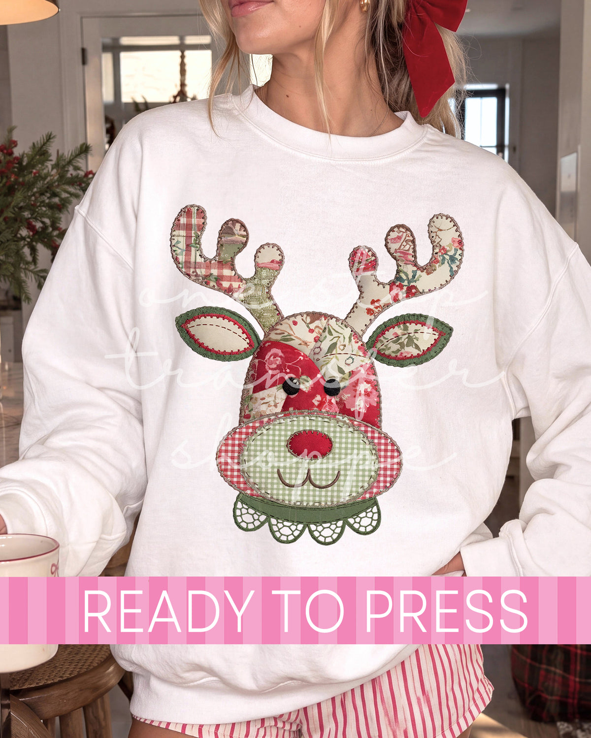 Christmas Patchwork Reindeer - Ready to Press DTF Transfers