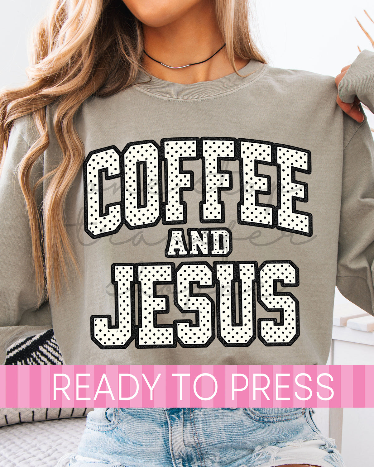 Black Polka Dot Coffee and Jesus Christian - Ready to Press DTF Transfers