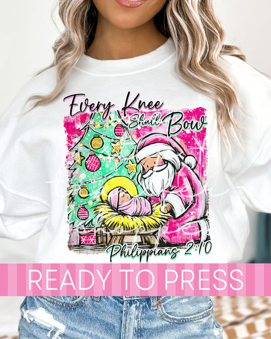 Every Knee Shall Bow Philippians 2:10 Santa and Jesus - Ready to Press DTF Transfers