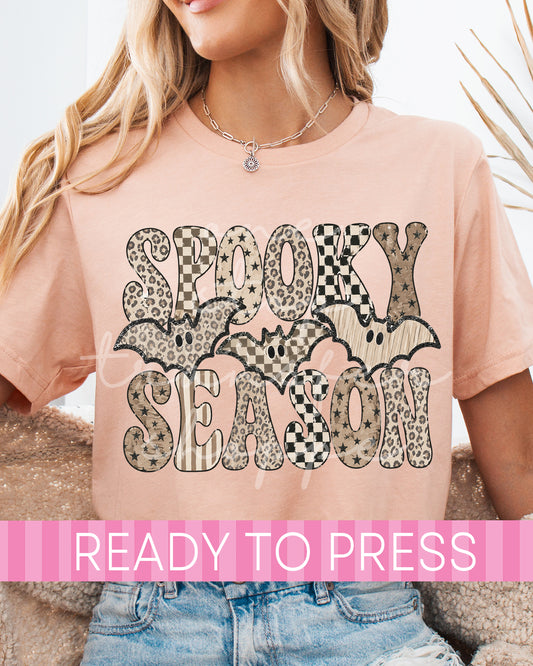 Checker Leopard Spooky Season Bats - Ready to Press DTF Transfers