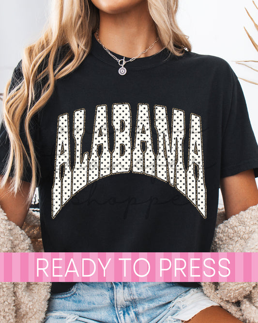 Leopard Black and White Polka Dot Alabama - Ready to Press DTF Transfers