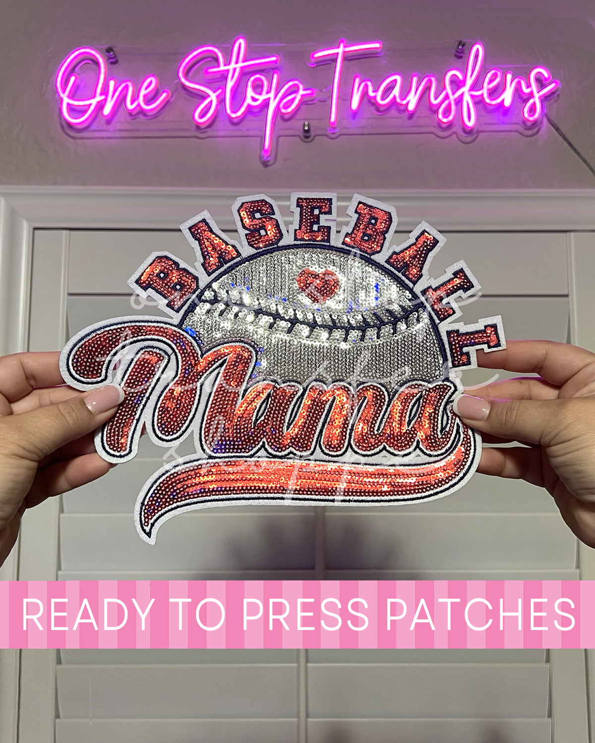 Baseball MAMA Sequin Iron On Patch - Ready to Press Patches