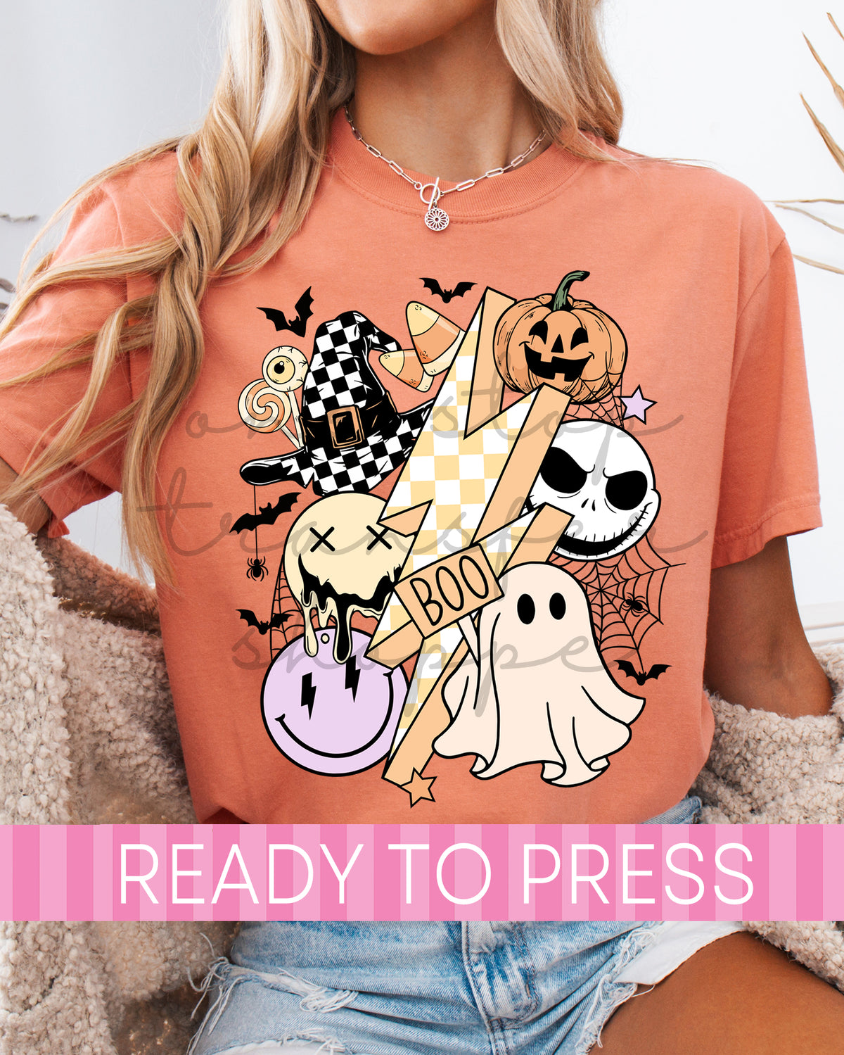 Retro Checker Halloween Smileys - Ready to Press DTF Transfers