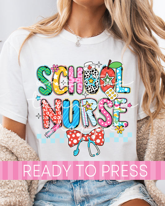 Colorful Coquette School Nurse - Ready to Press DTF Transfers