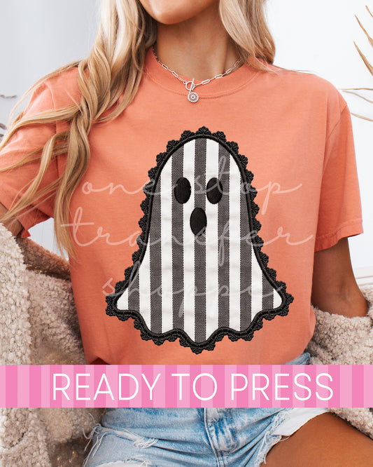 Black Lace Seersucker Ghost - Ready to Press DTF Transfers