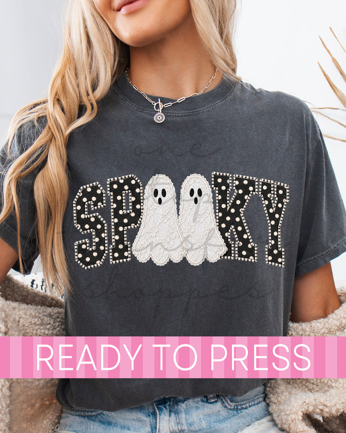 Polka Dots and Lace SPOOKY Ghosts - Ready to Press DTF Transfers