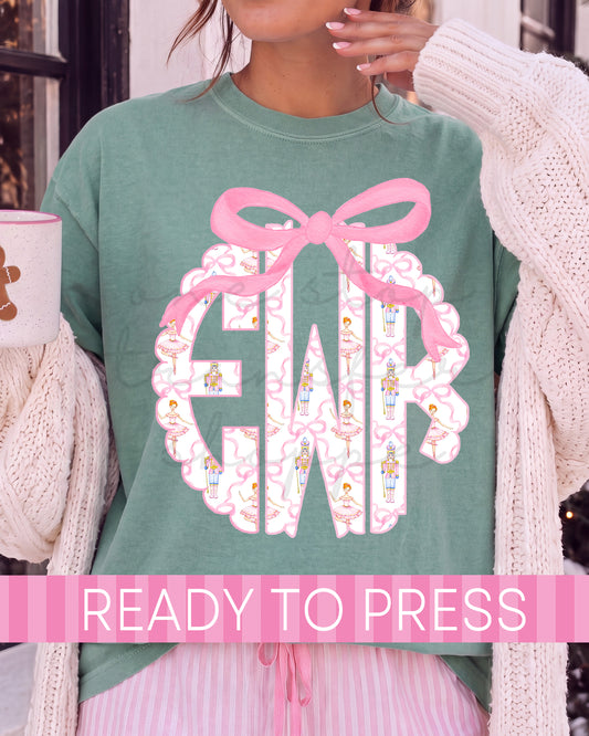 Preppy Scallop The Nutcracker Christmas Monogram - Ready to Press DTF Transfers