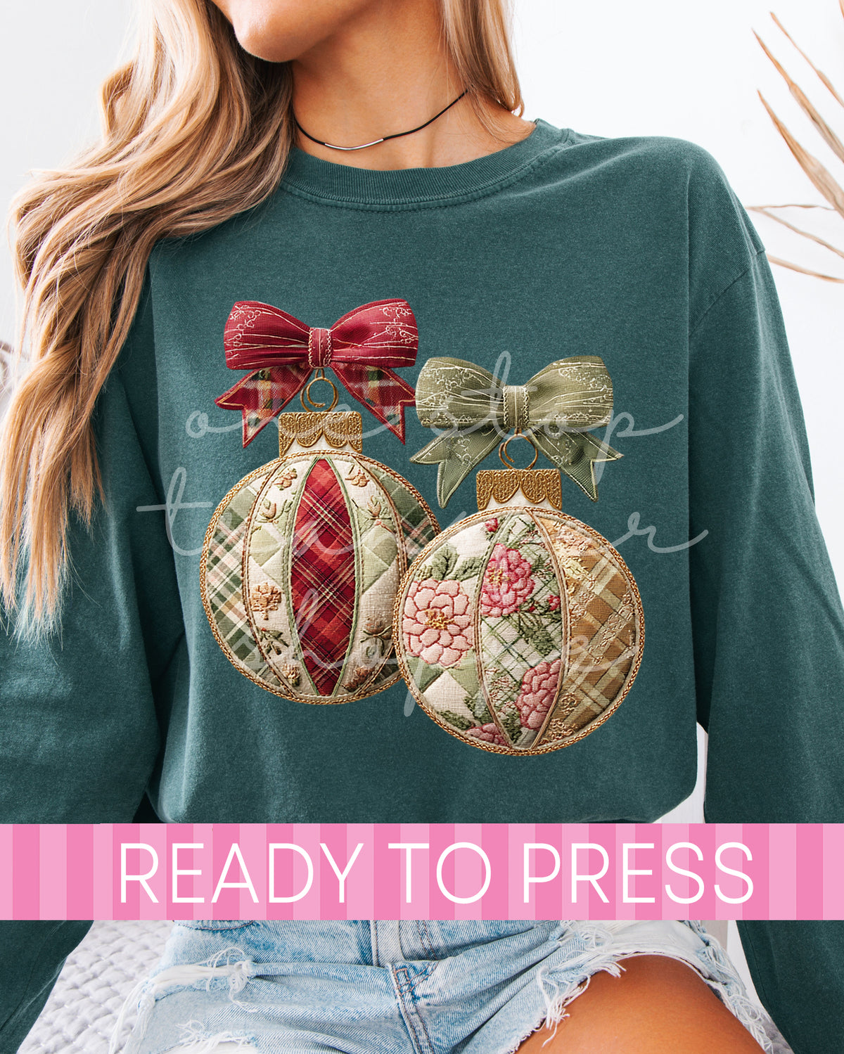 Elegant Patchwork Christmas Ornaments - Ready to Press DTF Transfers