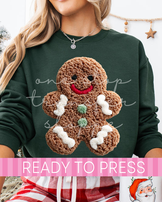 Faux Yarn Christmas Gingerbread Man - Ready to Press DTF Transfers