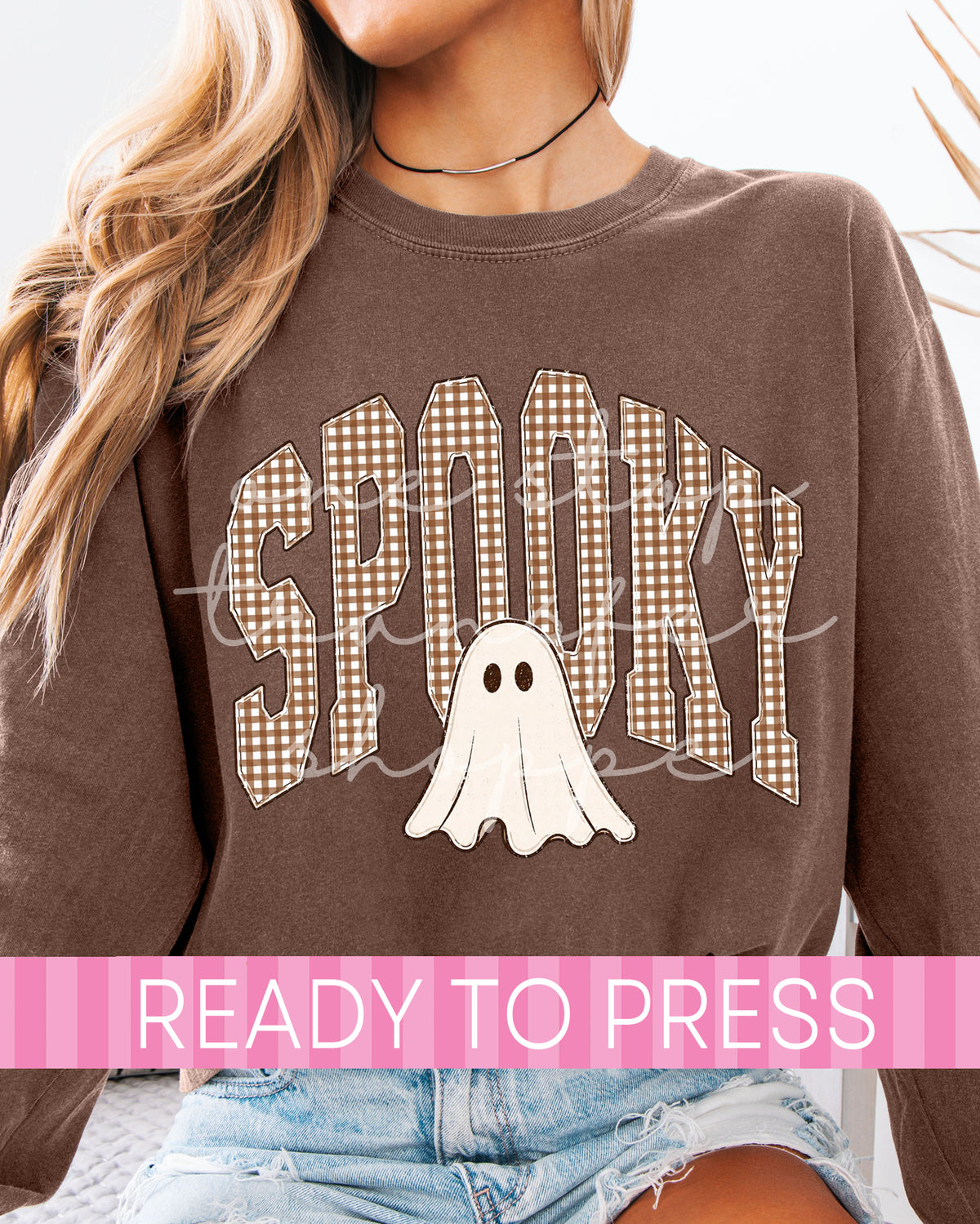 Preppy Gingham Spooky Ghost - Ready to Press DTF Transfers