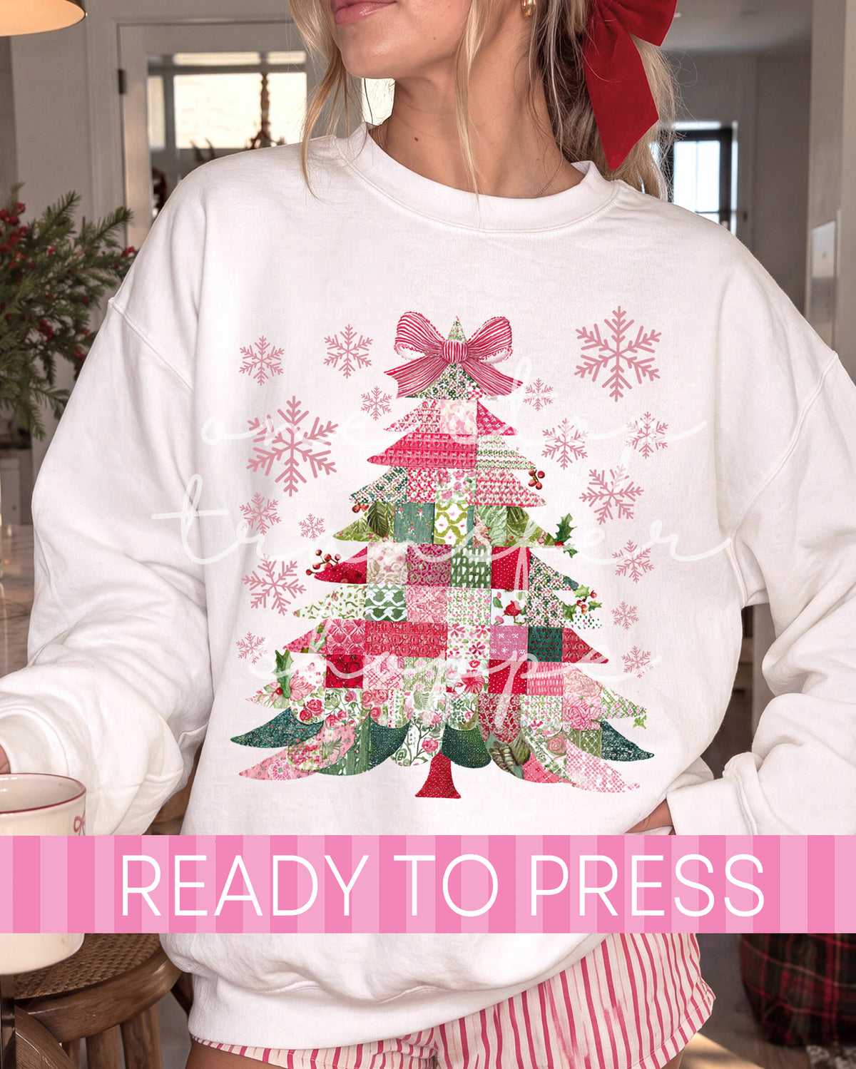 Coquette Patchwork Christmas Tree - Ready to Press DTF Transfers