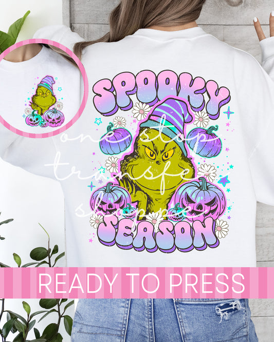 Green Mean One Spooky Season - Ready to Press DTF Transfer with Pocket