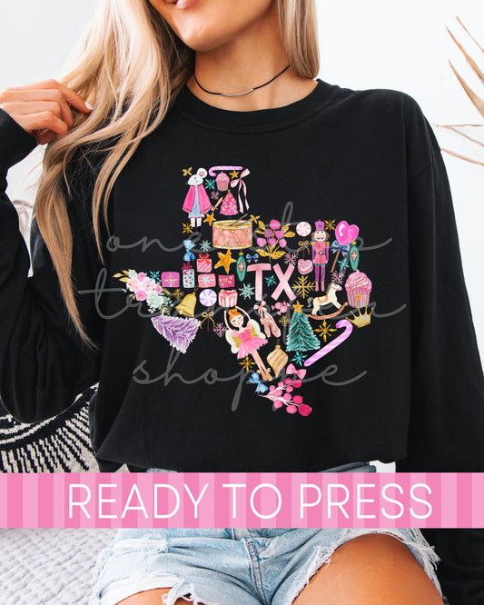 Pink Nutcracker TEXAS Shape - Ready to Press DTF Transfers