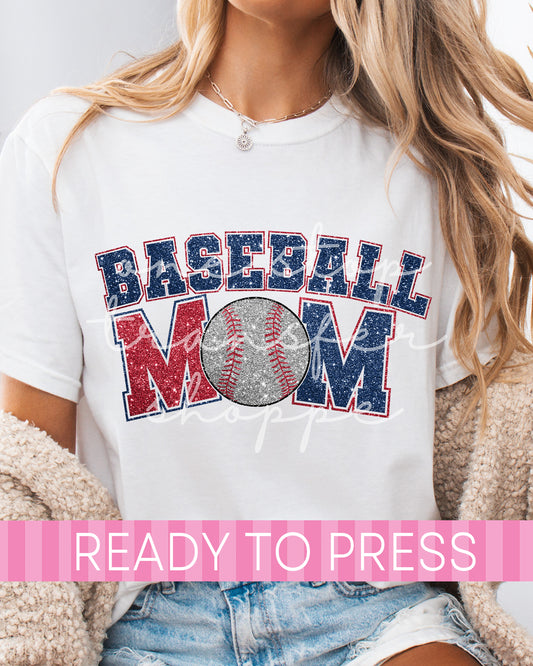 Faux Glitter Baseball Mom - Ready to Press DTF Transfers