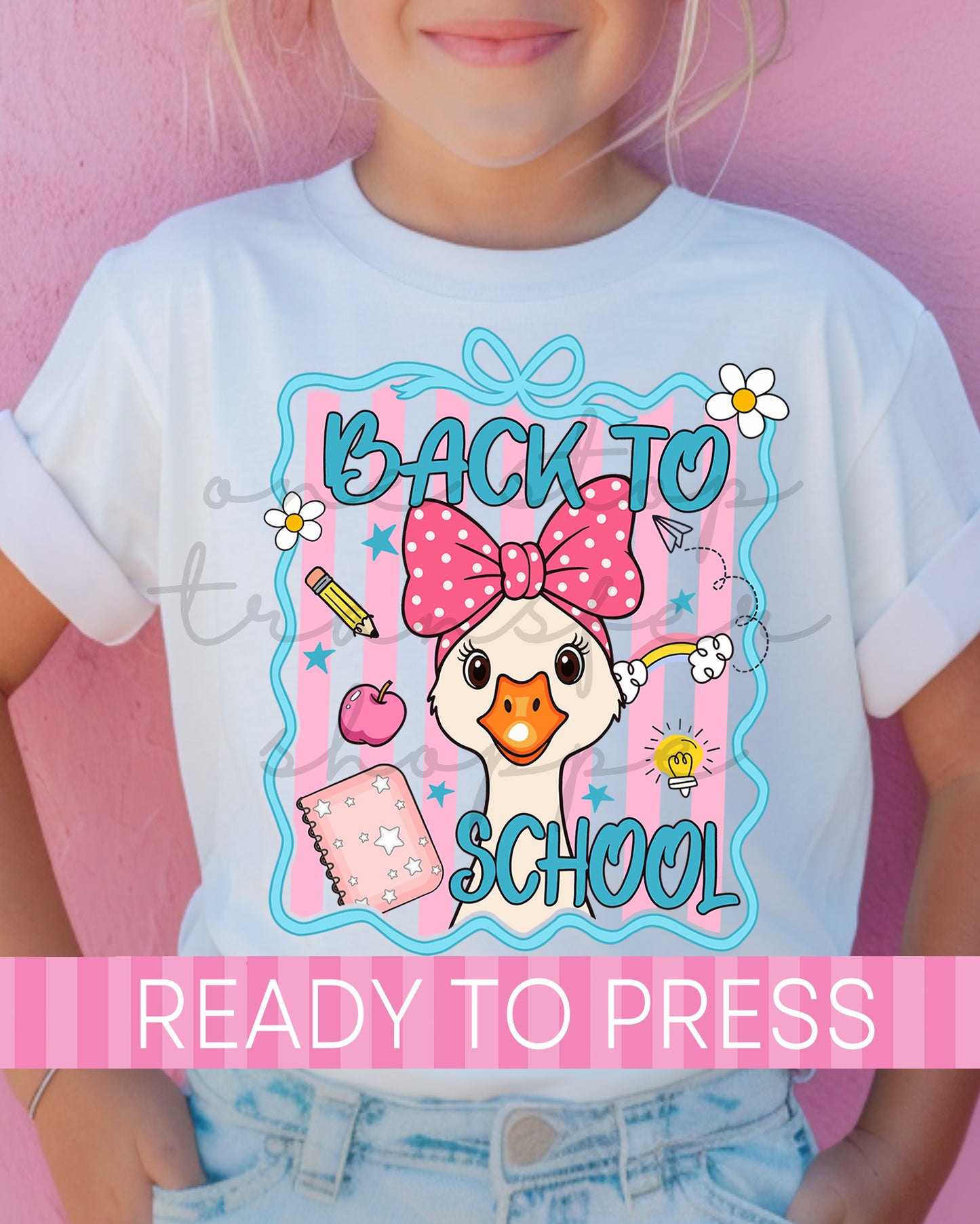 Preppy Scallop Stripes Back To School Goose - Ready to Press DTF Transfers