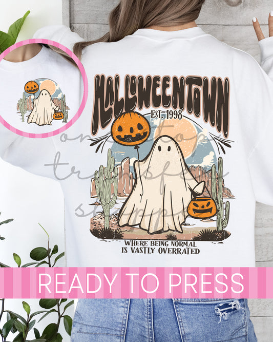 Halloween City Western Ghost - Ready to Press DTF Transfer with Pocket