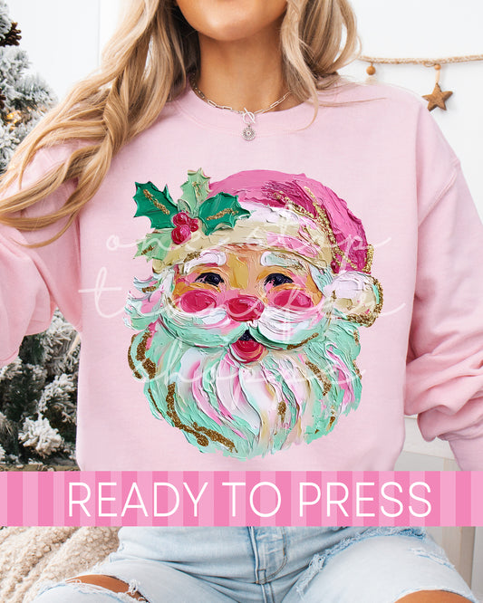 Faux Oil Paint Christmas Santa - Ready to Press DTF Transfers