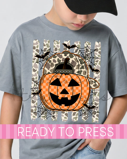 Camo Stripes Boy Jack O Lantern - Ready to Press DTF Transfers