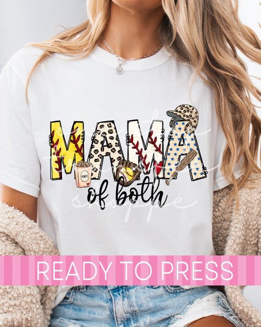 Mama of Both Baseball Softball - Ready to Press DTF Transfers