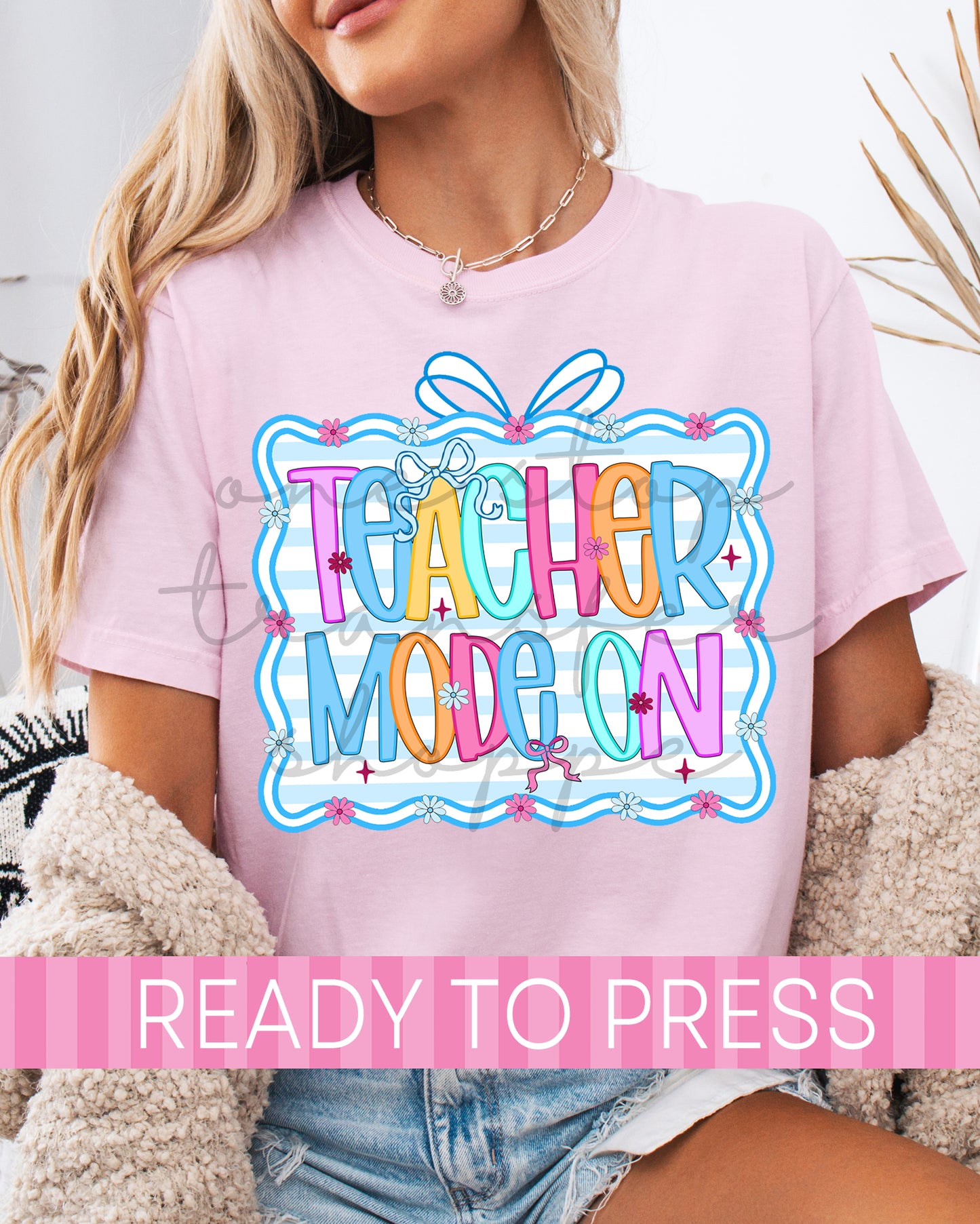 Preppy Scallop Stripes Teacher Mode On - Ready to Press DTF Transfers