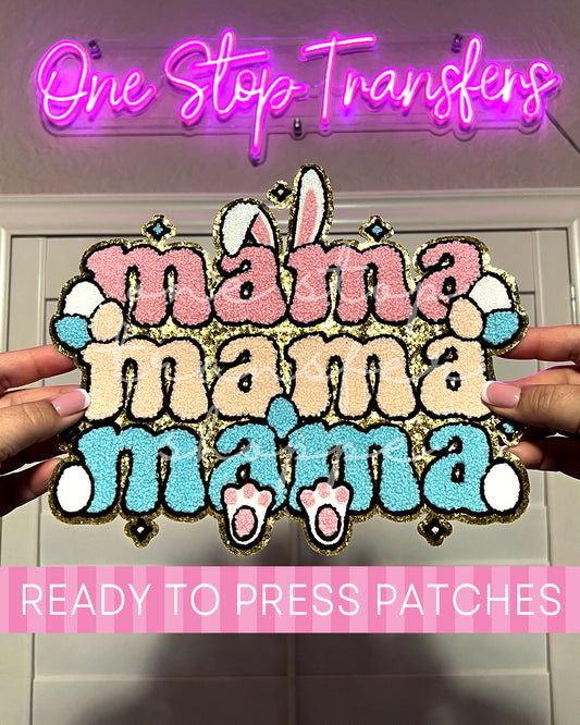 Pastel Stacked Easter MAMA Chenille Iron On Patch - Ready to Press Patches