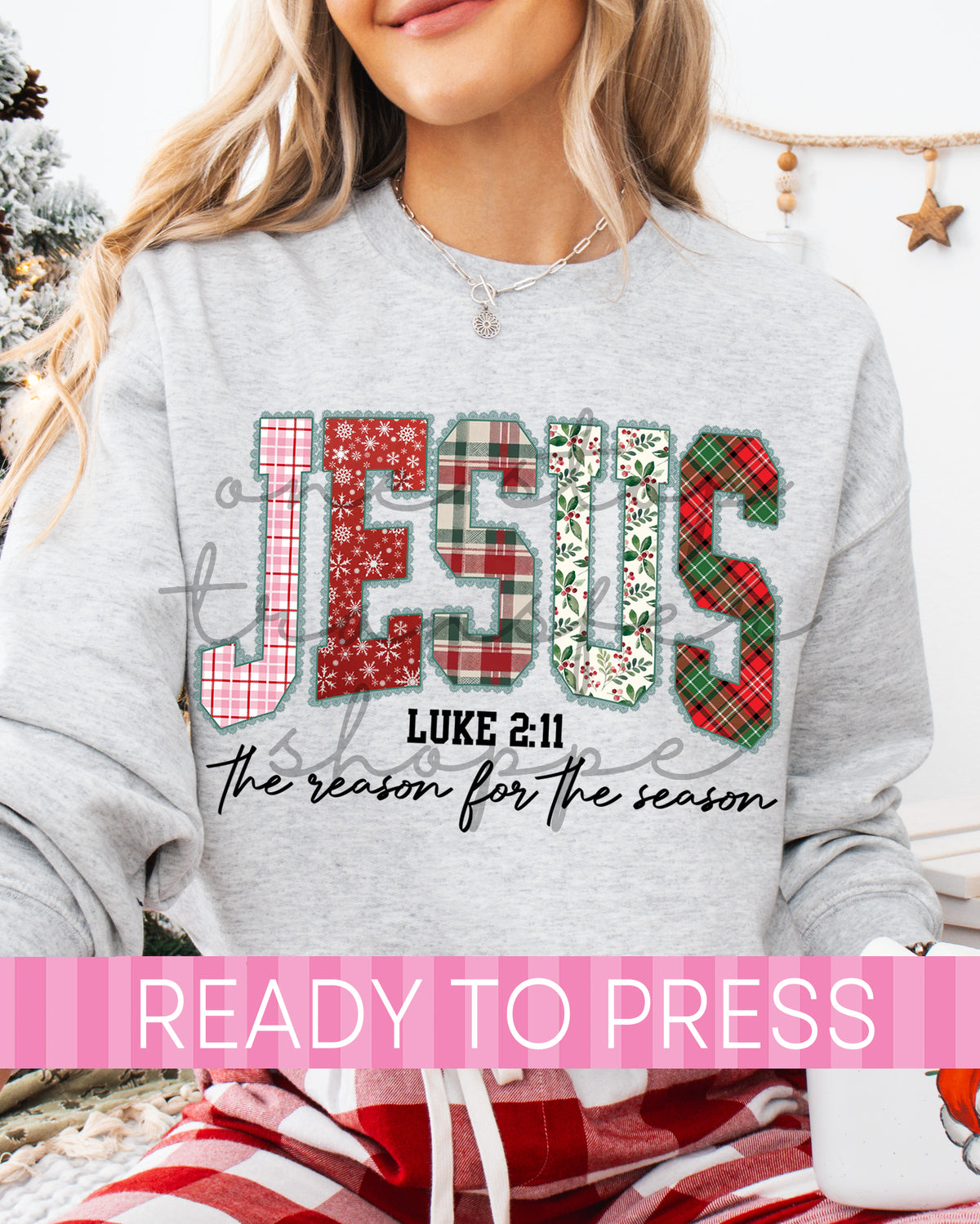 Shabby Chic Jesus The Reason for the Season Luke 2:11 - Ready to Press DTF Transfers
