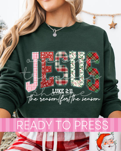 Shabby Chic Jesus The Reason for the Season Luke 2:11 - Ready to Press DTF Transfers