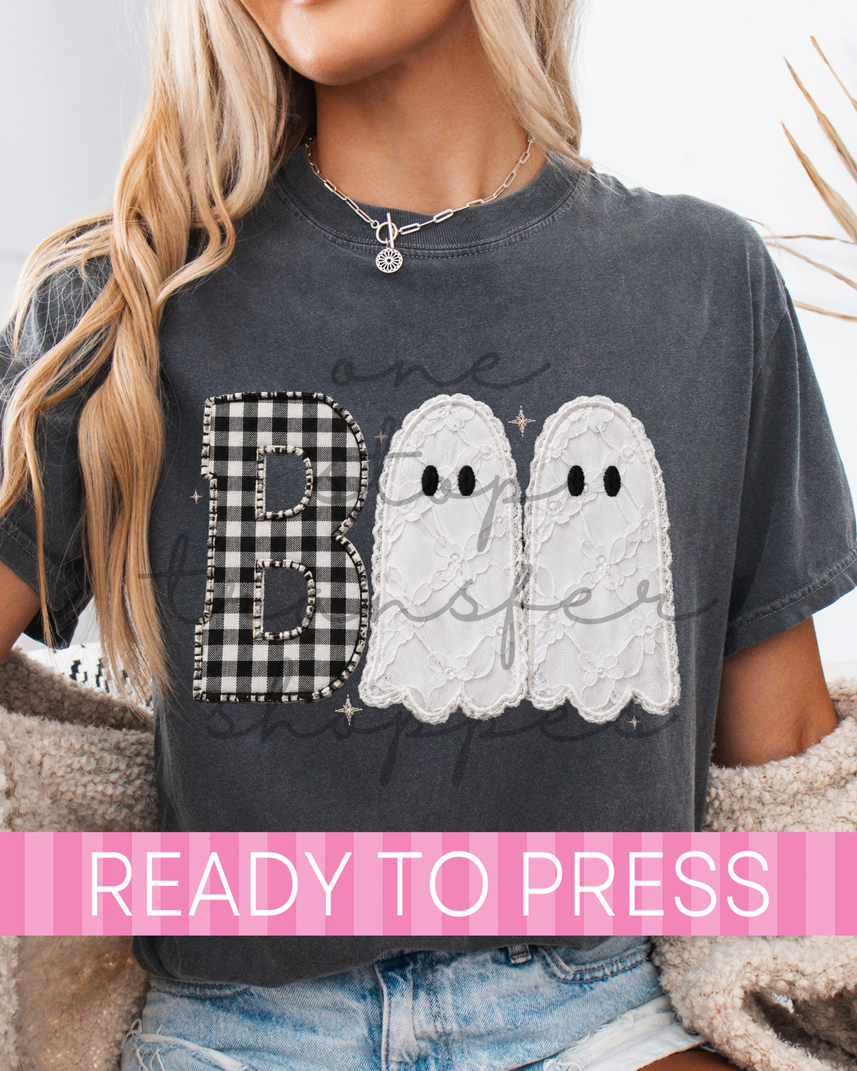 Gingham and Lace BOO Ghosts - Ready to Press DTF Transfers