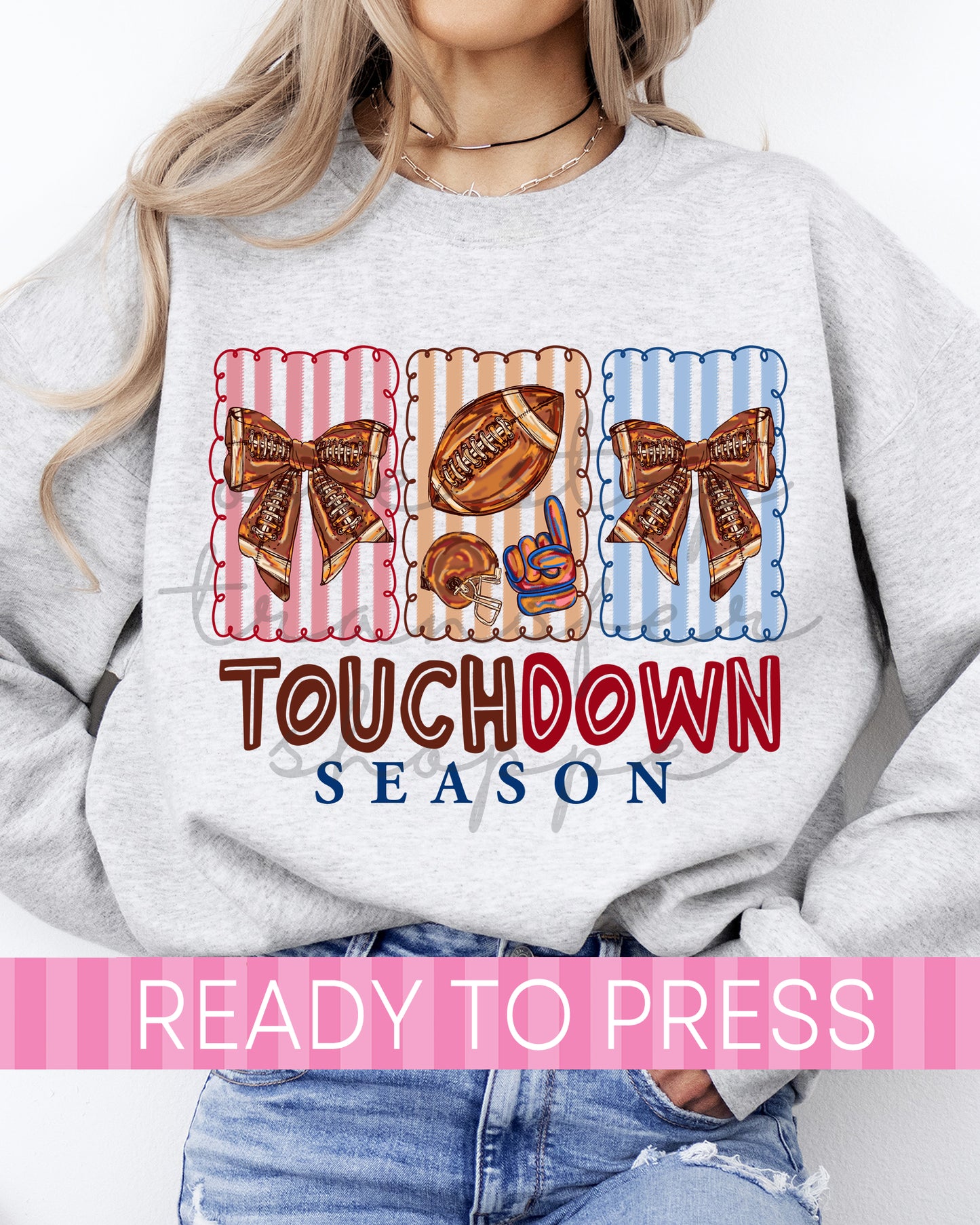 Preppy Touchdown Season Striped Panels - Ready to Press DTF Transfers