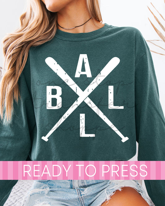 BALL Criss Cross Baseball Bats - Ready to Press DTF Transfers