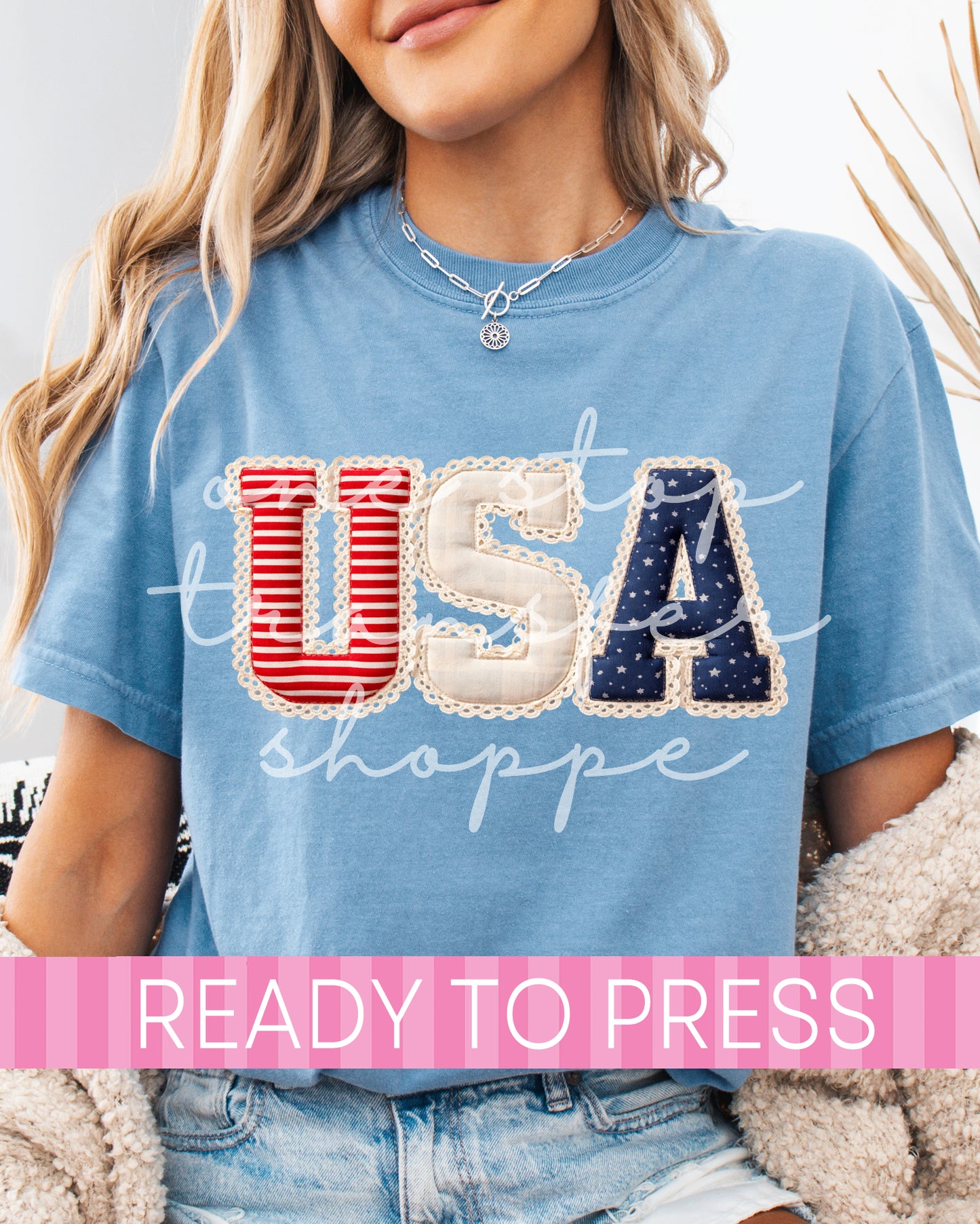 Faux Lace Applique USA - Ready to Press DTF Transfers