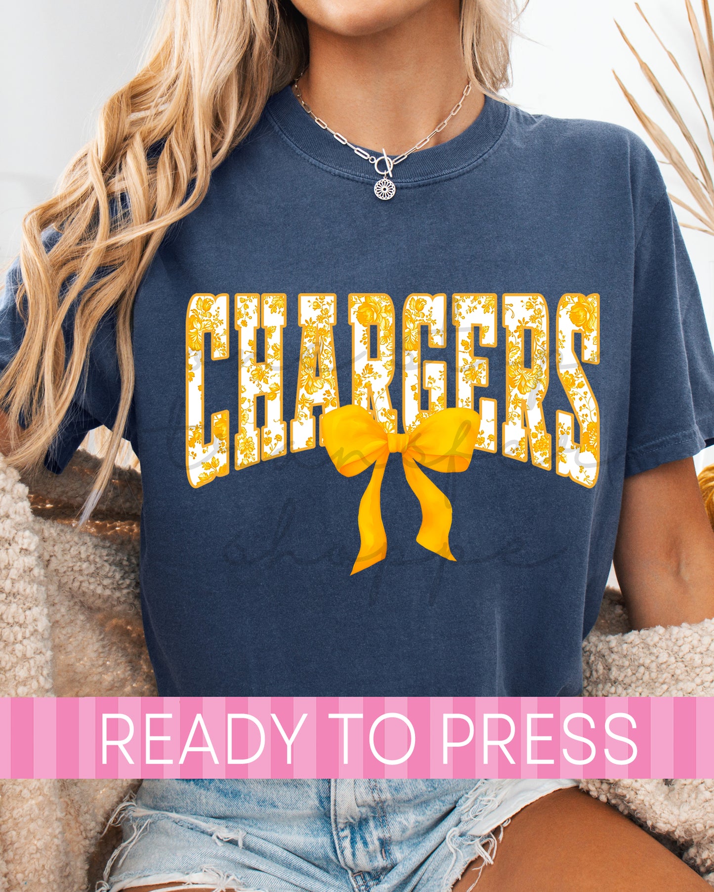 Coquette Chinoiserie Varsity CHARGERS Mascot - Ready to Press DTF Transfers